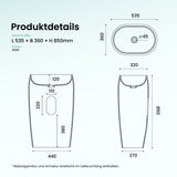 glasvilla Design Standwaschbecken freistehend Col32 aus Mineralguss Waschtisch Standwaschbecken