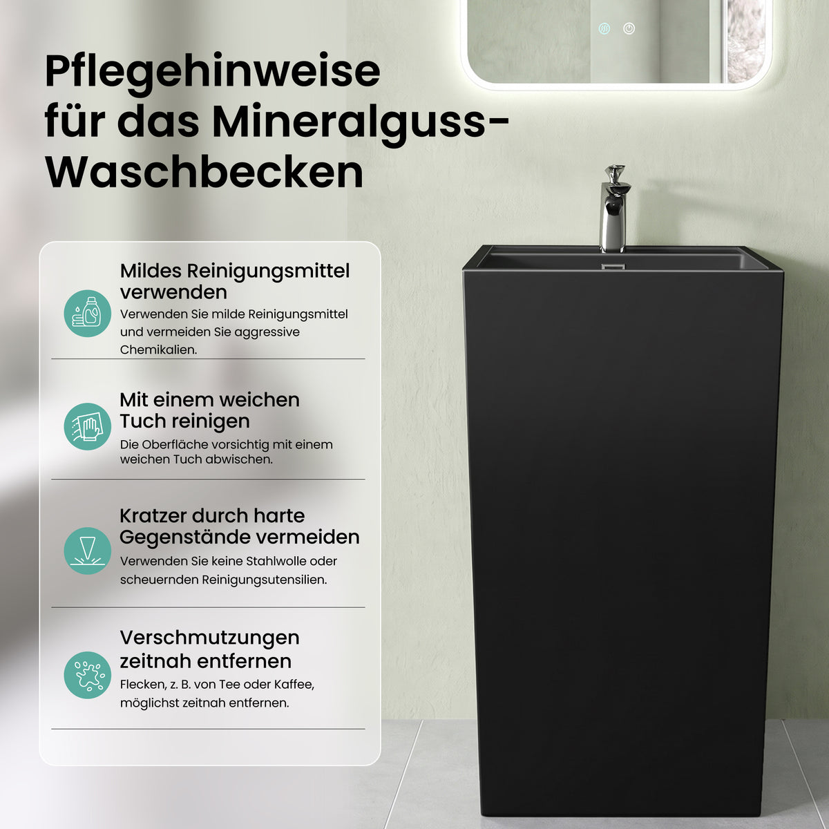 lavabo de diseño glasvilla freestanding Col34 de mineral compuesto