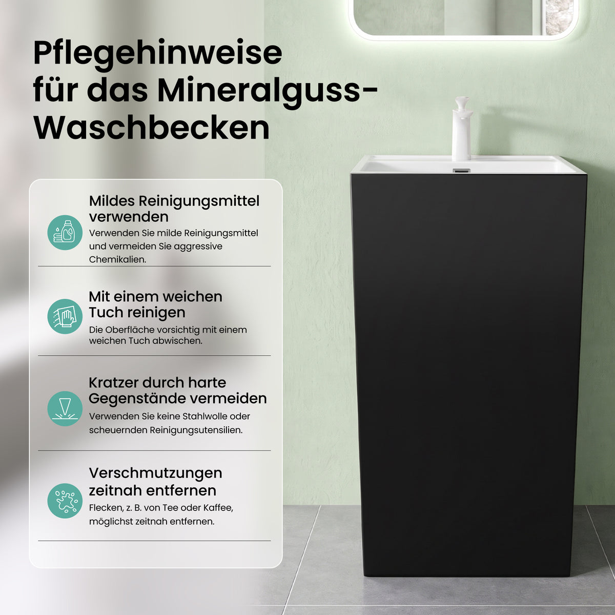 lavabo de diseño glasvilla freestanding Col34 de mineral compuesto