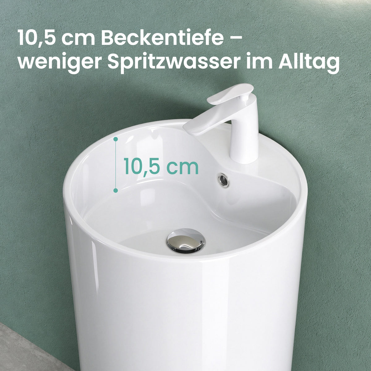 glasvilla Design Standwaschbecken aus Mineralguss Waschbecken Standwaschtisch Waschtisch Waschplatz Colossum35
