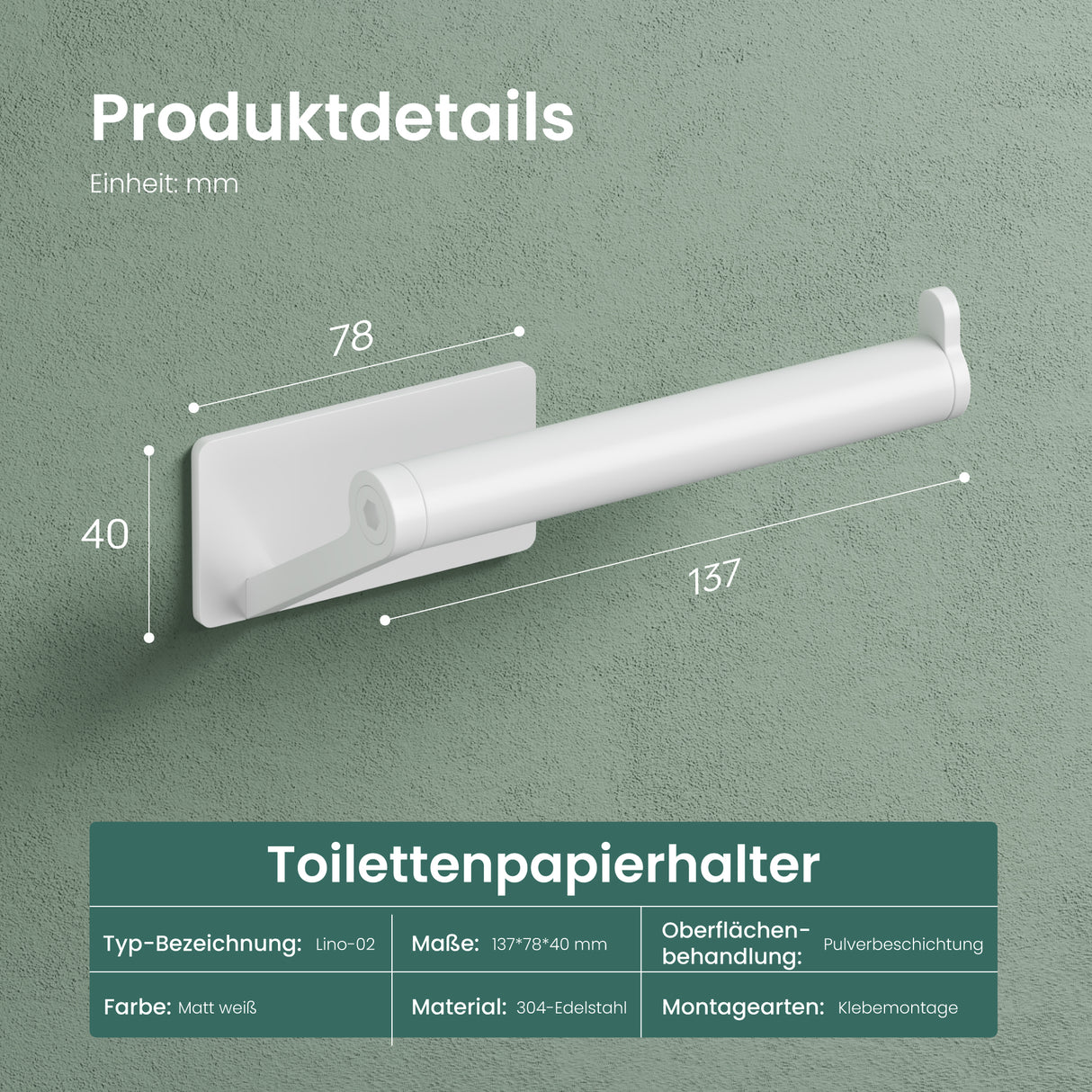 glasvilla Toilettenpapierhalter Klopapierhalter WC aus Edelstahl, Toilettenpapier Halterung Rollenhalter Lino-02+03+04