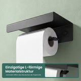 Porte-papier toilette Glasvilla avec étagère, support de papier toilette WC en alliage d'aluminium, dérouleur de papier toilette Lino-05