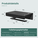 Porte-papier toilette Glasvilla avec étagère, support de papier toilette WC en alliage d'aluminium, dérouleur de papier toilette Lino-05