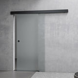 glasvilla Glasschiebetür komplettset, Griffart: Muschelgriff, inkl. Soft-Close, 15 mm Wandabstand, 8mm ESG-Sicherheitsglas Amalfi Schwarz