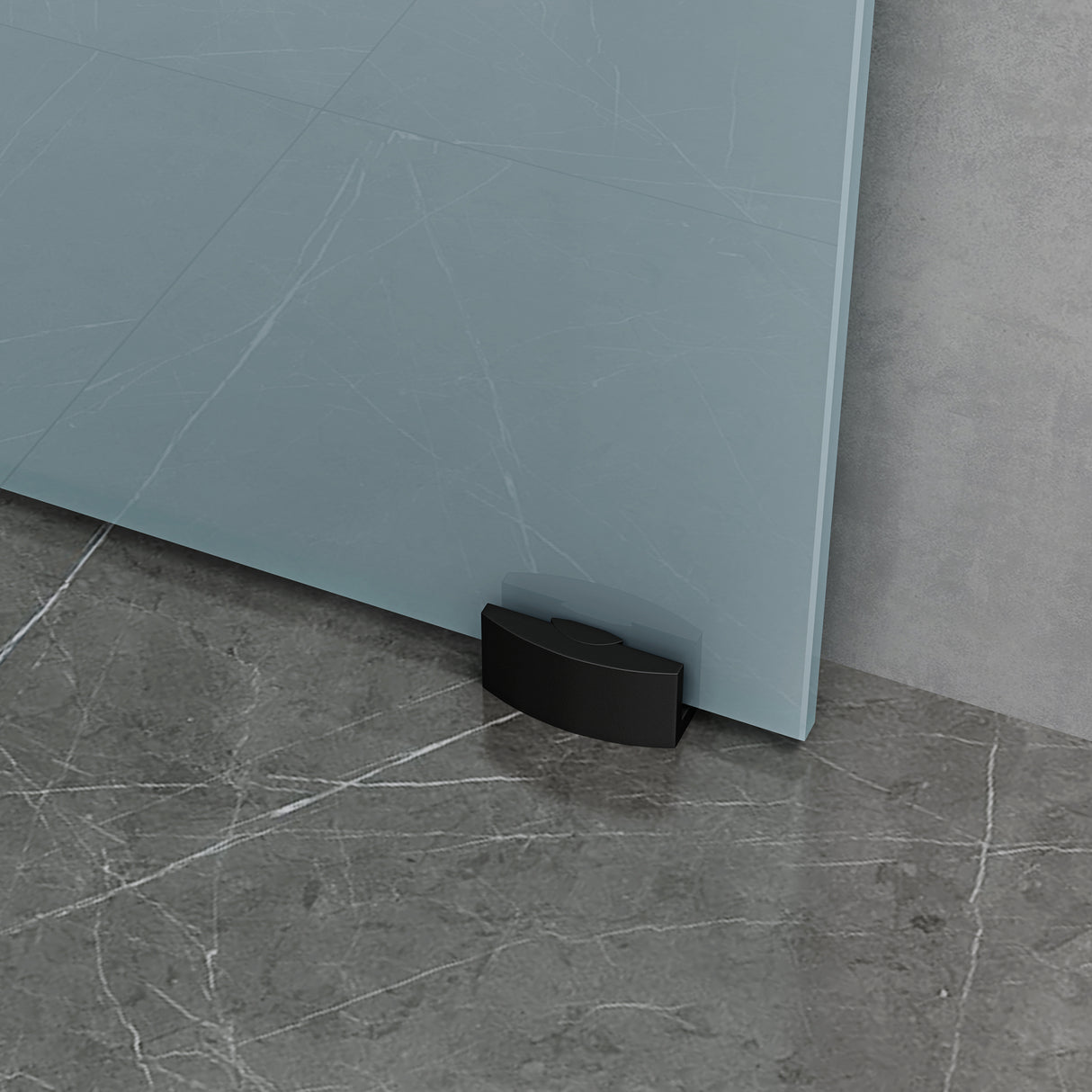 glasvilla Glasschiebetür komplettset, Griffart: Muschelgriff, inkl. Soft-Close, 15 mm Wandabstand, 8mm ESG-Sicherheitsglas Amalfi Schwarz