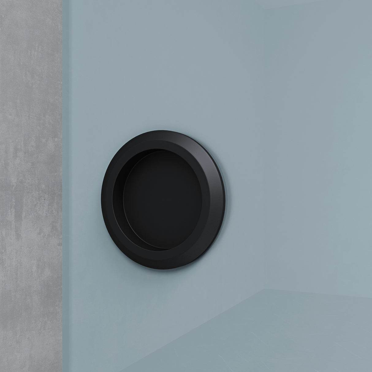 glasvilla Glasschiebetür komplettset, Griffart: Muschelgriff, inkl. Soft-Close, 15 mm Wandabstand, 8mm ESG-Sicherheitsglas Amalfi Schwarz