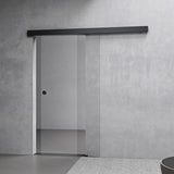 glasvilla Glasschiebetür komplettset, Griffart: Muschelgriff, inkl. Soft-Close, 15 mm Wandabstand, 8mm ESG-Sicherheitsglas Amalfi Schwarz