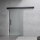 glasvilla Glasschiebetür komplettset,  Griffart: Stangengriff, 25 mm Wandabstand, inkl. Soft-Close, 8mm ESG-Sicherheitsglas Amalfi Schwarz
