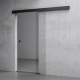 glasvilla Glasschiebetür komplettset, Griffart: Muschelgriff, inkl. Soft-Close, 15 mm Wandabstand, 8mm ESG-Sicherheitsglas Amalfi Schwarz