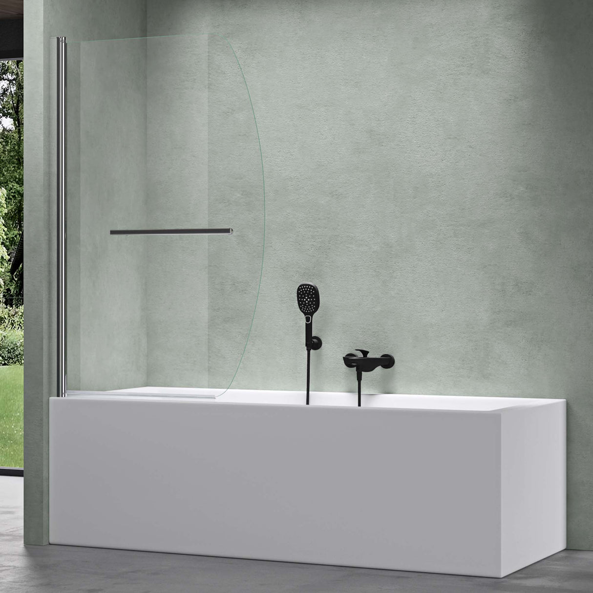 glasvilla Duschwand für Badewanne Badewannenwand faltbar 180° Sicherheitsglas mit NANO 90x140cm Badewannentrennwand Badewannenaufsatz Cortona112