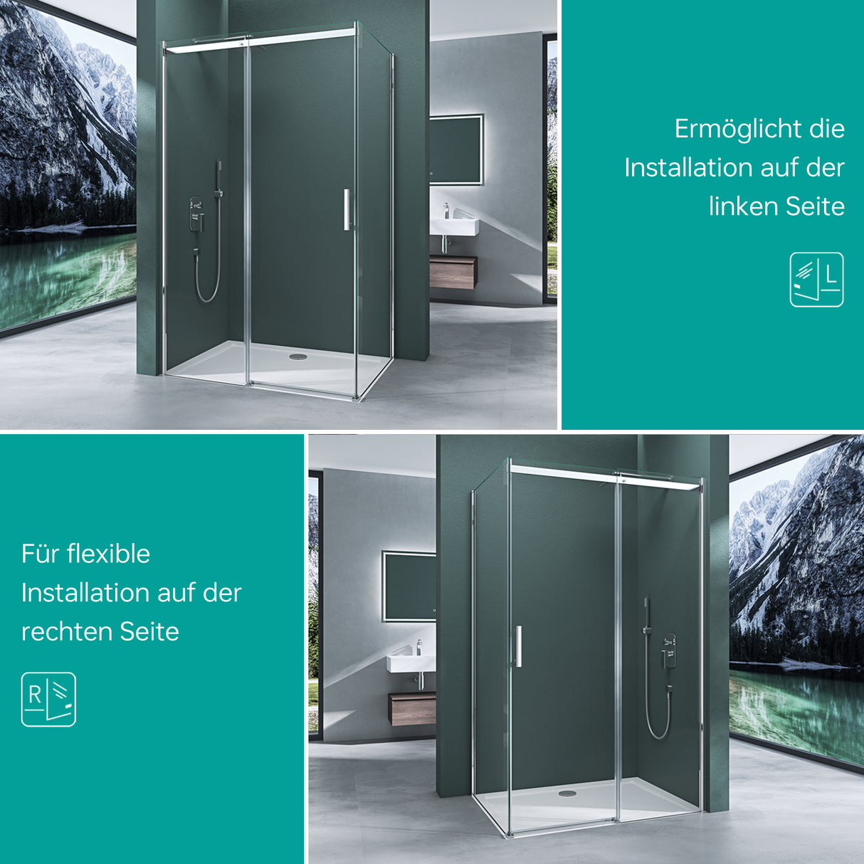 Cabine de douche Galsvilla en verre de sécurité 8 mm avec douche d'angle NANO et porte coulissante Ravenna18