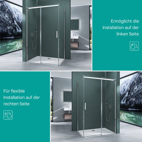 Cabine de douche Galsvilla en verre de sécurité 8 mm avec douche d'angle NANO et porte coulissante Ravenna18