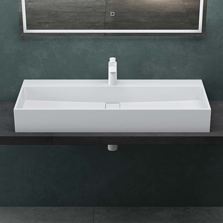 Lavabo à poser Glasvilla, lavabo suspendu en matériau minéral moulé avec trou de robinetterie Col6028