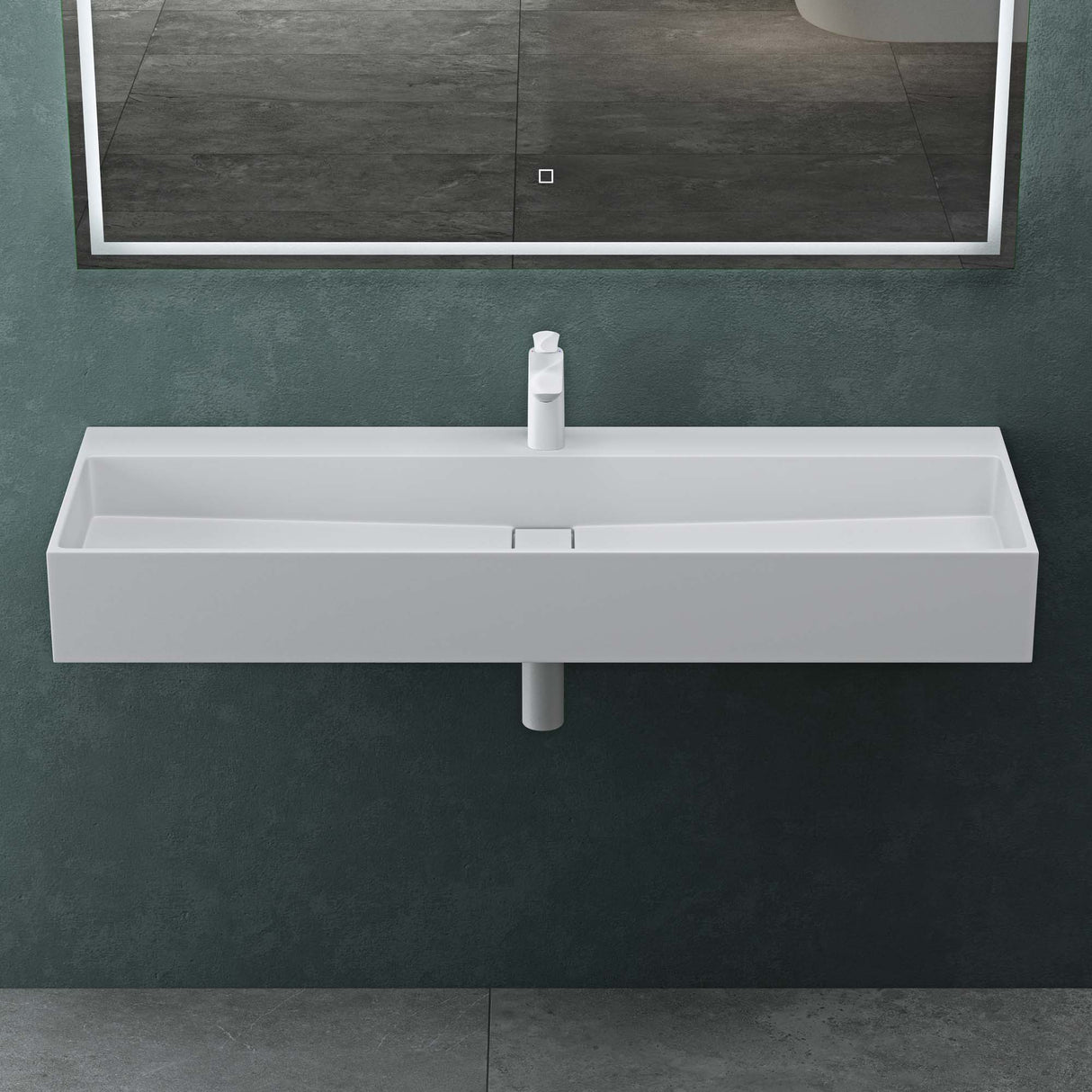 Lavabo à poser Glasvilla, lavabo suspendu en matériau minéral moulé avec trou de robinetterie Col6028