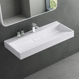 glasvilla Waschbecken Aufsatzwaschbecken Hängewaschbecken Hängewaschtisch inkl. Ablaufgarnitur Mineralguss Rechteckig Waschplatz col19