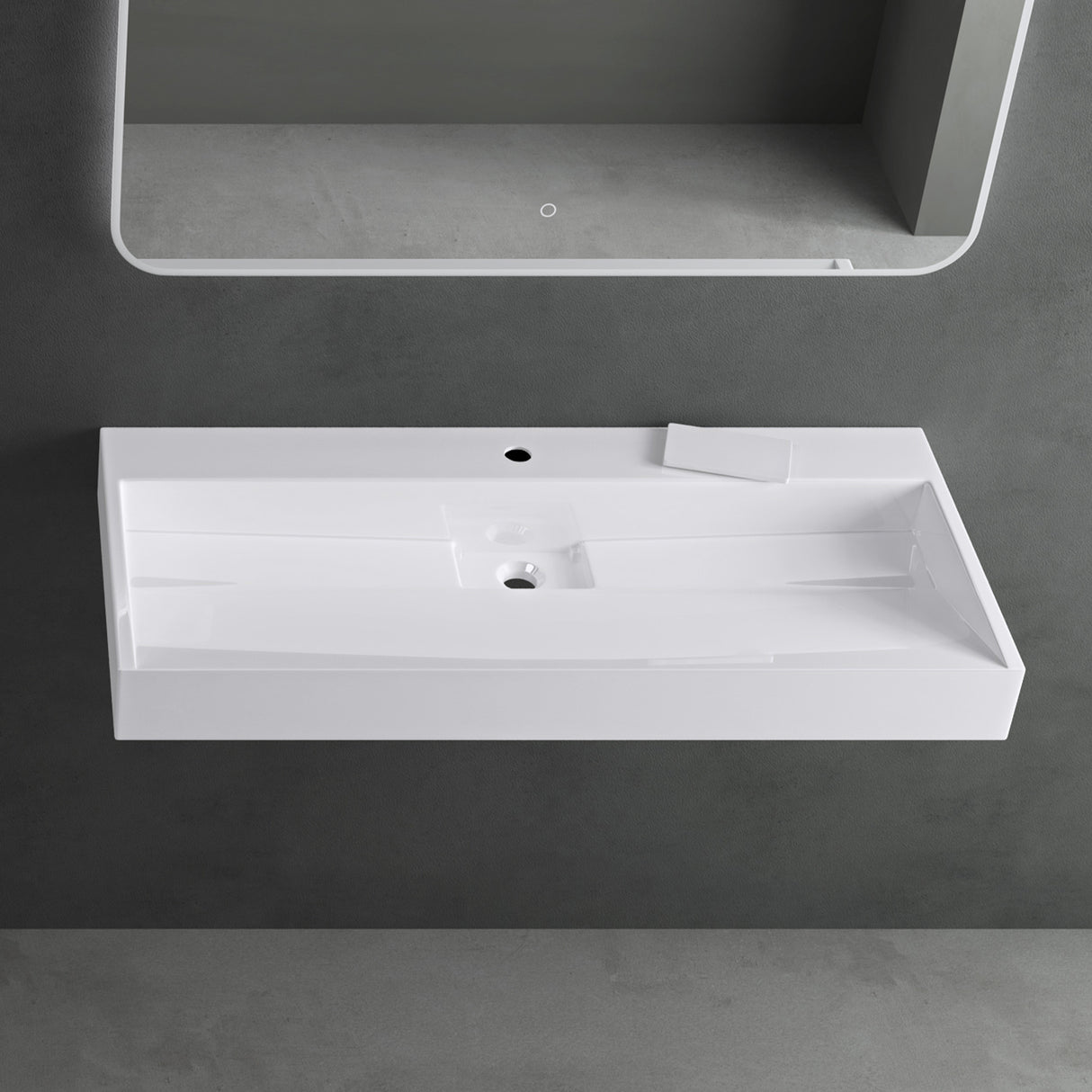 glasvilla Waschbecken Aufsatzwaschbecken Hängewaschbecken Hängewaschtisch inkl. Ablaufgarnitur Mineralguss Rechteckig Waschplatz col19