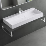 glasvilla Waschbecken Aufsatzwaschbecken Hängewaschbecken Hängewaschtisch inkl. Ablaufgarnitur Mineralguss Rechteckig Waschplatz col19