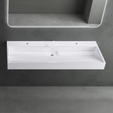 glasvilla Waschbecken Aufsatzwaschbecken Hängewaschbecken Hängewaschtisch inkl. Ablaufgarnitur Mineralguss Rechteckig Waschplatz col19