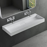 glasvilla Waschbecken Aufsatzwaschbecken Hängewaschbecken Hängewaschtisch inkl. Ablaufgarnitur Mineralguss Rechteckig Waschplatz col19