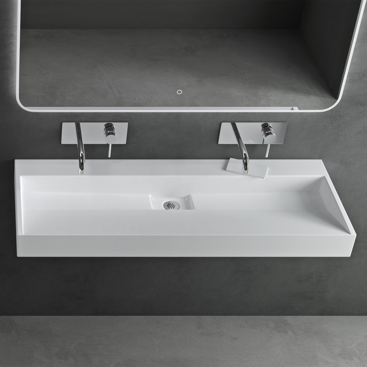 glasvilla Waschbecken Aufsatzwaschbecken Hängewaschbecken Hängewaschtisch inkl. Ablaufgarnitur Mineralguss Rechteckig Waschplatz col19