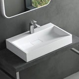 glasvilla Waschbecken Aufsatzwaschbecken Hängewaschbecken Hängewaschtisch inkl. Ablaufgarnitur Mineralguss Rechteckig Waschplatz col19