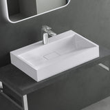 glasvilla Waschbecken Aufsatzwaschbecken Hängewaschbecken Hängewaschtisch inkl. Ablaufgarnitur Mineralguss Rechteckig Waschplatz col19