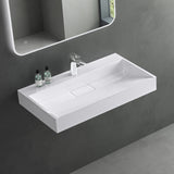 glasvilla Waschbecken Aufsatzwaschbecken Hängewaschbecken Hängewaschtisch inkl. Ablaufgarnitur Mineralguss Rechteckig Waschplatz col19