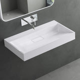 glasvilla Waschbecken Aufsatzwaschbecken Hängewaschbecken Hängewaschtisch inkl. Ablaufgarnitur Mineralguss Rechteckig Waschplatz col19