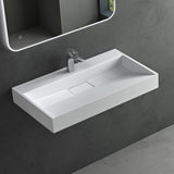 glasvilla Waschbecken Aufsatzwaschbecken Hängewaschbecken Hängewaschtisch inkl. Ablaufgarnitur Mineralguss Rechteckig Waschplatz col19