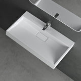 glasvilla Waschbecken Aufsatzwaschbecken Hängewaschbecken Hängewaschtisch inkl. Ablaufgarnitur Mineralguss Rechteckig Waschplatz col19