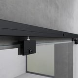 glasvilla Glasschiebetür komplettset, Griffart: Muschelgriff, inkl. Soft-Close, 15 mm Wandabstand, 8mm ESG-Sicherheitsglas Amalfi Schwarz