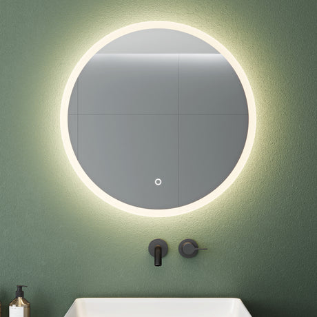 glasvilla Miroir Mural de Salle de Bain Miroir Lumineux Rond à LED Miroir de Salle de Bain à LED avec Interrupteur Tactile Couche Antibuée LED-Spiegel 05