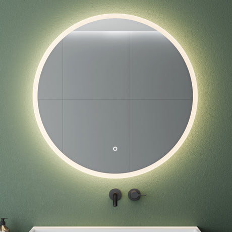 glasvilla Miroir Mural de Salle de Bain Miroir Lumineux Rond à LED Miroir de Salle de Bain à LED avec Interrupteur Tactile Couche Antibuée LED-Spiegel 05