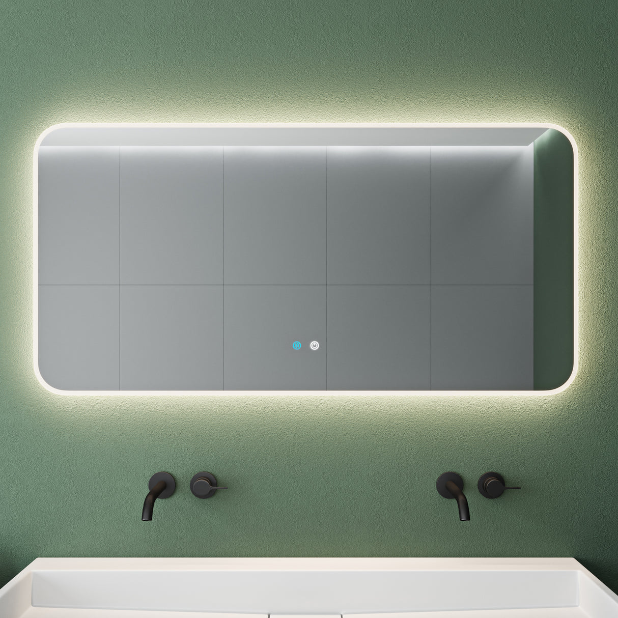 glasvilla Specchio da Bagno Appeso Specchio a LED con Interruttore Touch Specchio da Parete per Il Trucco Anti-Appannamento