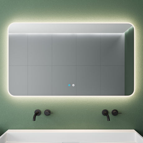 glasvilla Miroir Mural de Salle de Bain Miroir de Salle de Bain LED avec Interrupteur Tactile Antibuée Couche Antibuée