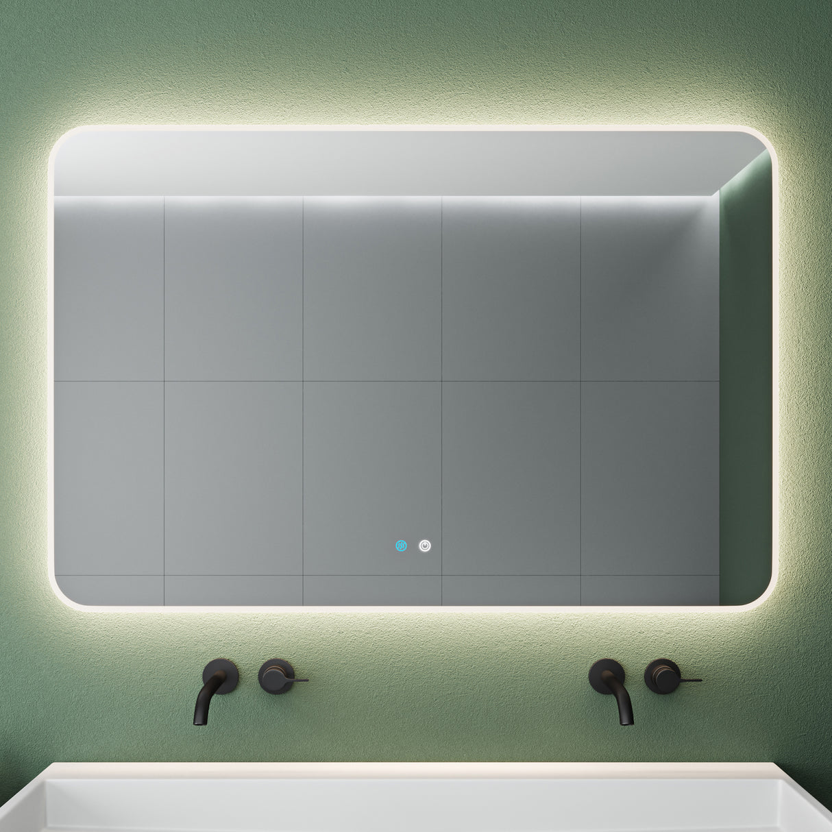 glasvilla Specchio da Bagno Appeso Specchio a LED con Interruttore Touch Specchio da Parete per Il Trucco Anti-Appannamento