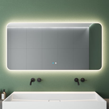 glasvilla Miroir Mural de Salle de Bain Miroir de Salle de Bain LED avec Interrupteur Tactile Antibuée Couche Antibuée