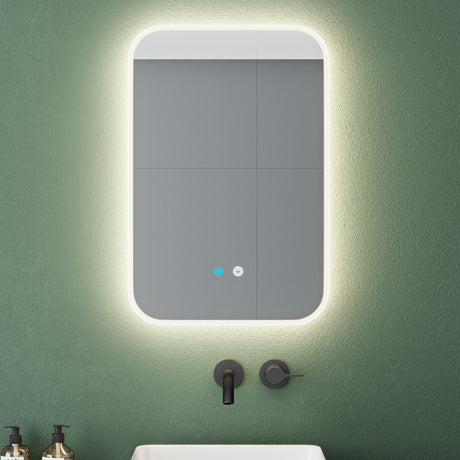 glasvilla Miroir Mural de Salle de Bain Miroir de Salle de Bain LED avec Interrupteur Tactile Antibuée Couche Antibuée
