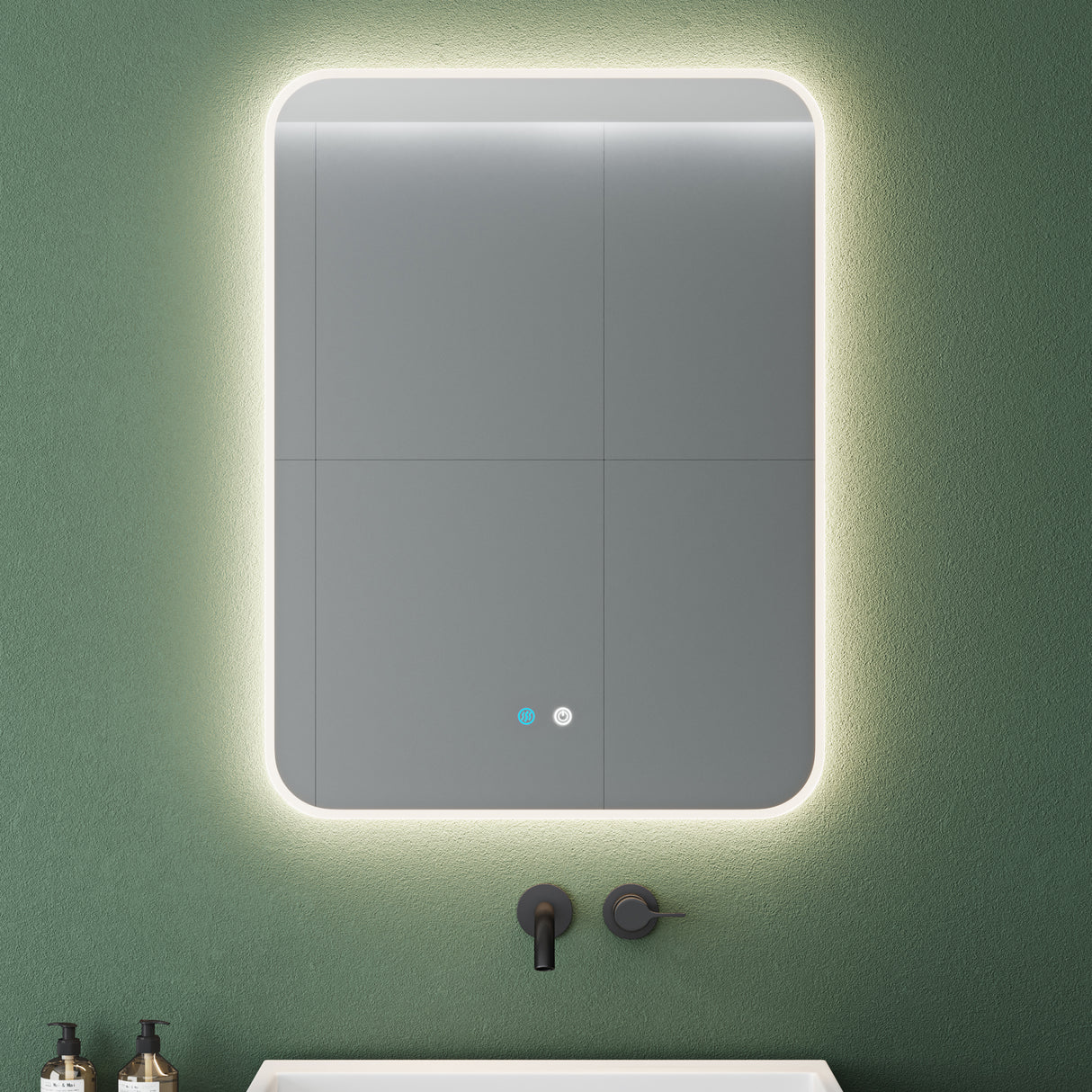 glasvilla Specchio da Bagno Appeso Specchio a LED con Interruttore Touch Specchio da Parete per Il Trucco Anti-Appannamento