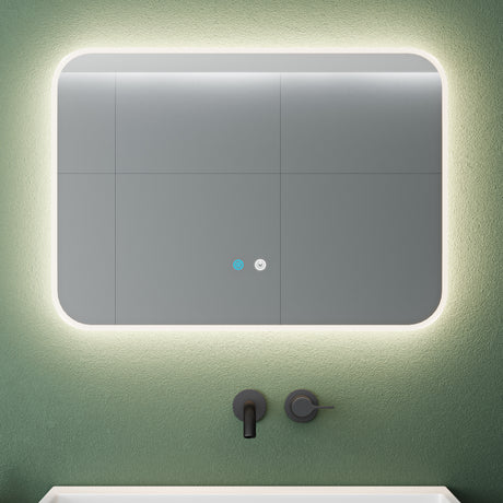 glasvilla Miroir Mural de Salle de Bain Miroir de Salle de Bain LED avec Interrupteur Tactile Antibuée Couche Antibuée