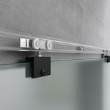glasvilla Glasschiebetür komplettset, Griffart: Muschelgriff, 25 mm Wandabstand, 8mm ESG-Sicherheitsglas Amalfi Schwarz