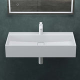Lavabo à poser Glasvilla, lavabo suspendu en matériau minéral moulé avec trou de robinetterie Col6028