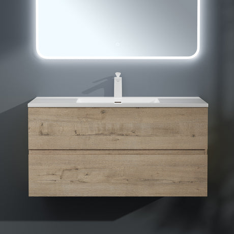 Ensemble de meubles de salle de bain Glasvilla, meuble sous-vasque avec meuble bas, vasque en fonte minérale, meuble sous-vasque 2 tiroirs à fermeture amortie Aqualis