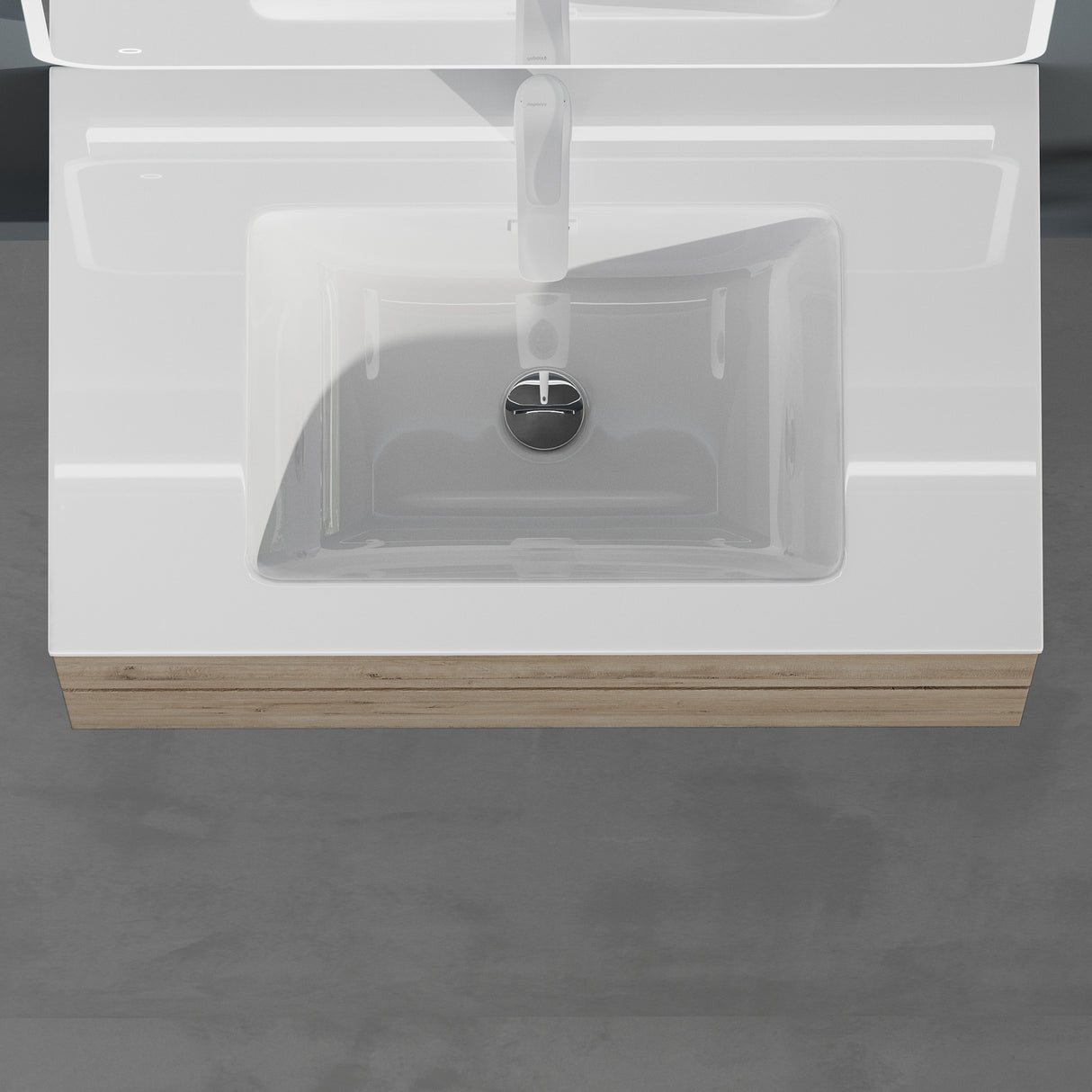Ensemble de meubles de salle de bain Glasvilla, meuble sous-vasque avec meuble bas, vasque en fonte minérale, meuble sous-vasque 2 tiroirs à fermeture amortie Aqualis