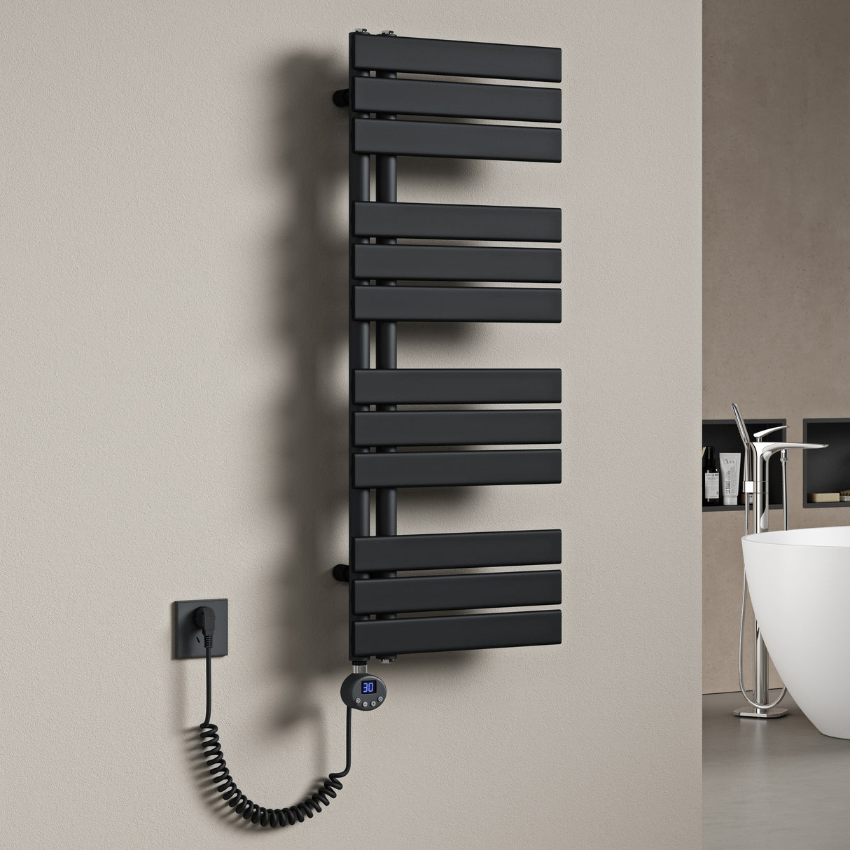 radiateur de salle de bain glasvilla branchement latéral électrique radiateur sèche-serviettes sèche-serviettes chauffage de salle de bain FN avec résistance 02
