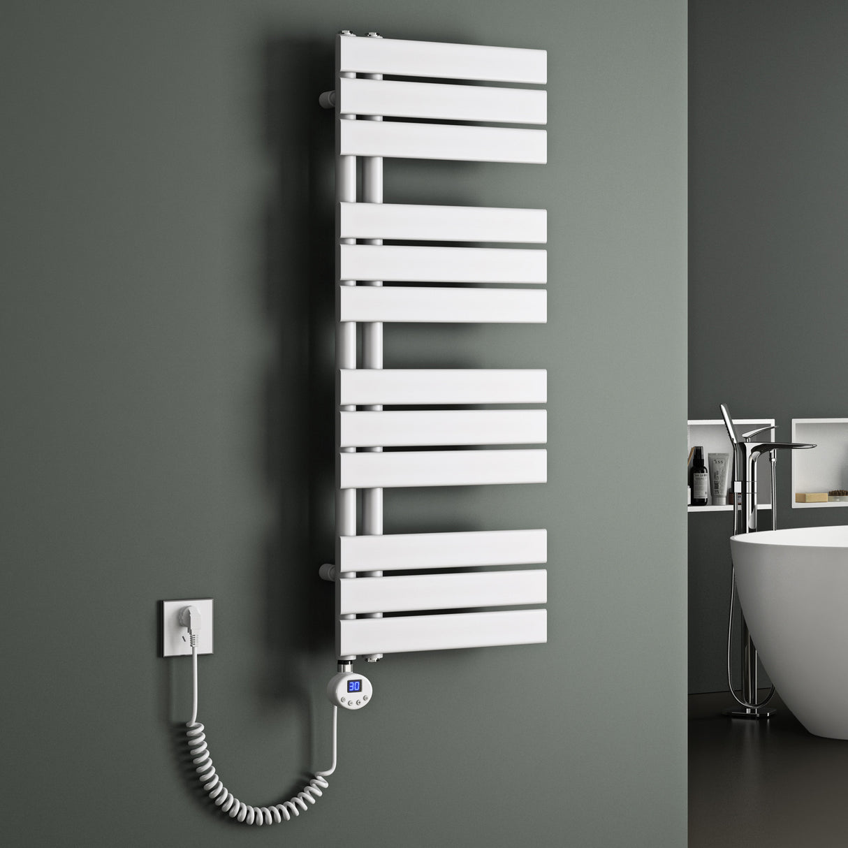 radiateur de salle de bain glasvilla branchement latéral électrique radiateur sèche-serviettes sèche-serviettes chauffage de salle de bain FN avec résistance 02