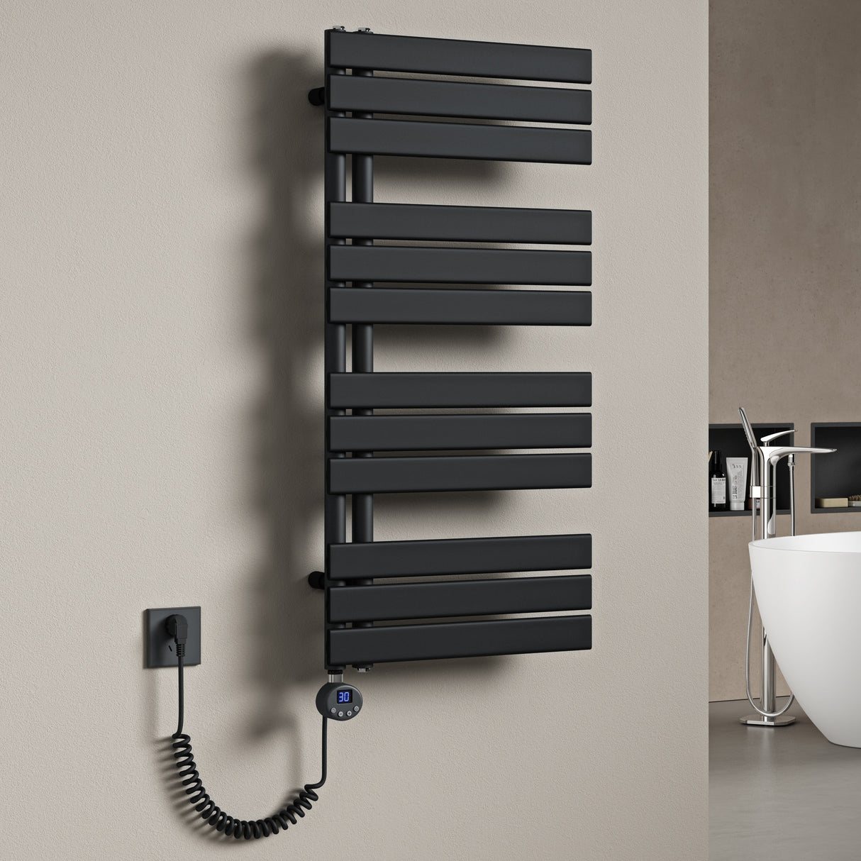 radiateur de salle de bain glasvilla branchement latéral électrique radiateur sèche-serviettes sèche-serviettes chauffage de salle de bain FN avec résistance 02