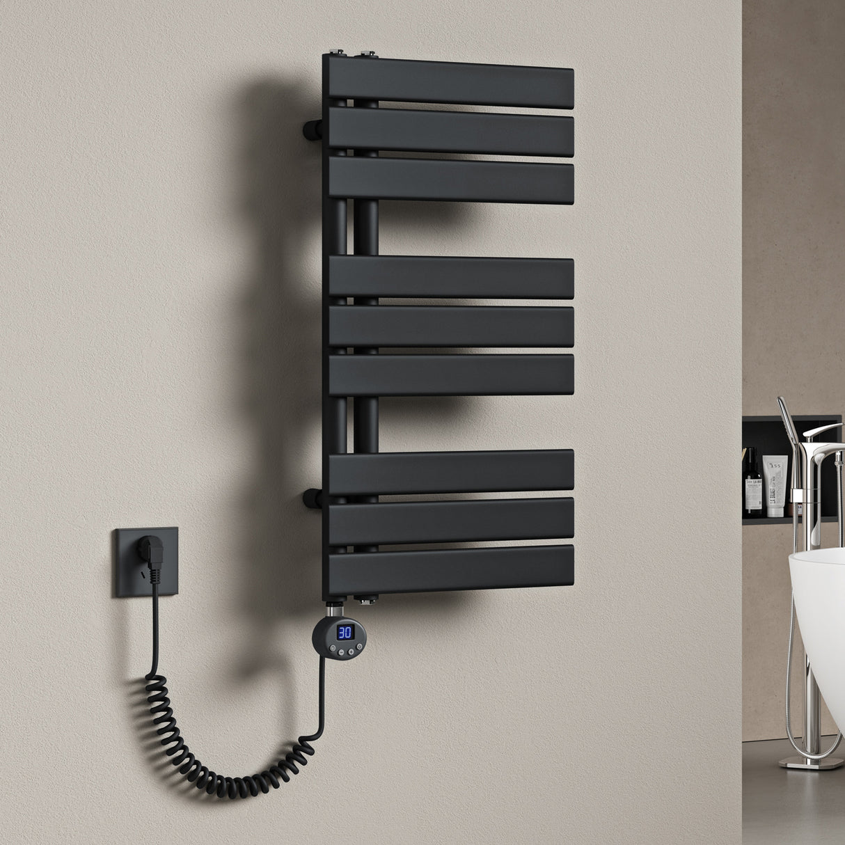 radiateur de salle de bain glasvilla branchement latéral électrique radiateur sèche-serviettes sèche-serviettes chauffage de salle de bain FN avec résistance 02