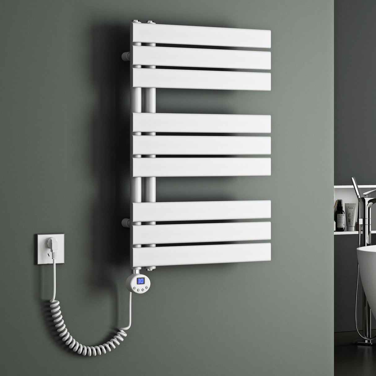 radiateur de salle de bain glasvilla branchement latéral électrique radiateur sèche-serviettes sèche-serviettes chauffage de salle de bain FN avec résistance 02