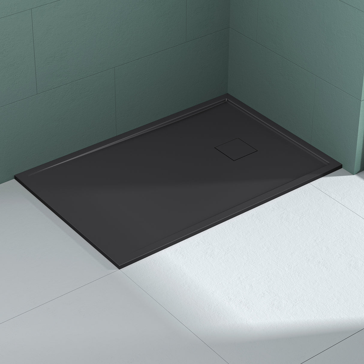 Receveur de douche Glasvilla en fonte minérale, receveur de douche ultra-plat antidérapant Geoma08